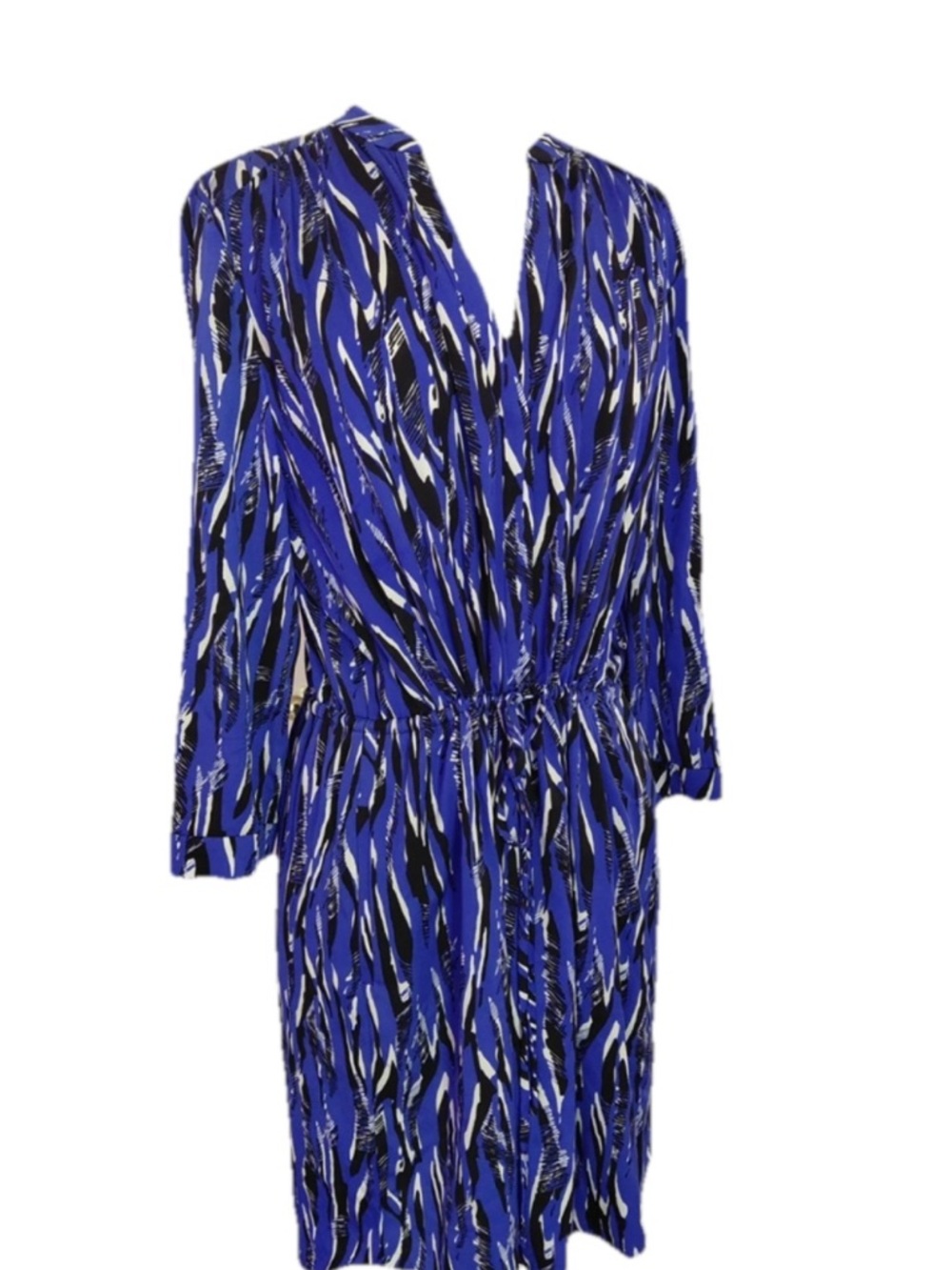 Diane von Furstenberg DVF Dress Freya Silk Knee Length Dress Blue Size 14